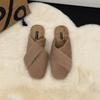 2025 autumn and winter new outer wear gentle fairy wind velvet bag head cotton slippers casual flat half slippers tide