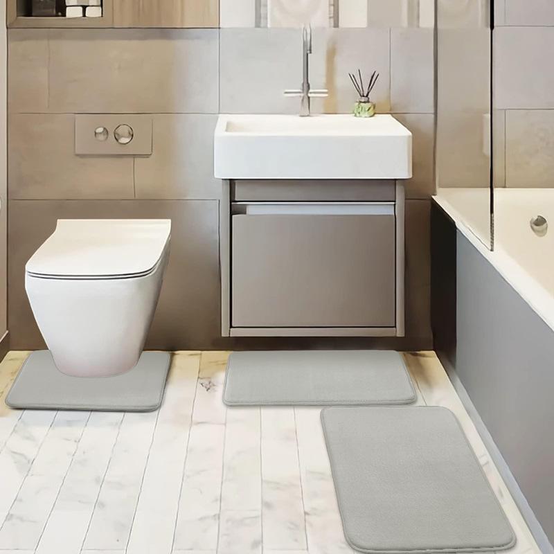 Non-Slip, Absorbent, Dirt-Resistant Bathroom Mats - Simple Style Flannel Floor Mats