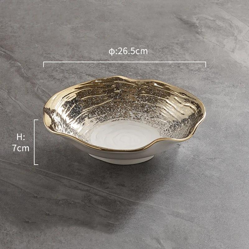 Creative Lotus Leaf Ceramic Bowls Light Luxury Restaurant Salad Dessert Bowl Retro Exquisite Fruits Plates Household Tableware