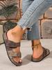 Large Size Rivet Haken Slippers for Women, Belt Buckle for Outdoor Wear, Exposed Toe Sandals