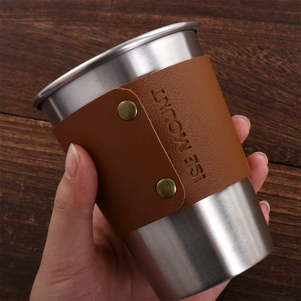Camping Cup Hot Resistant Stainless Steel Cup Sleeve Protective Cover Leather Cup Cover Cup Sleeve