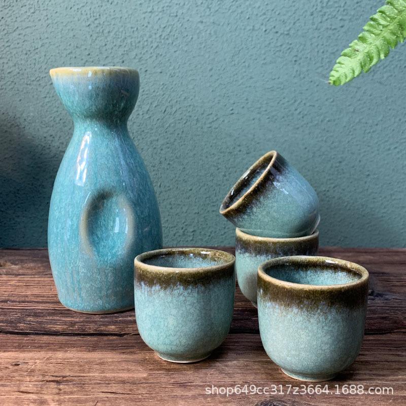 

Japanese Style Sake Set Ceramic 1 Sake Pot 4 Sake Cups Household Dining Bar Restaurant Creative Drinkware Gifts Set 2025 New