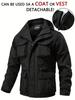 Detachable windproof sleeved hooded jacket suitable for outdoor activities men's casual waterproof multi pocket jacket vest