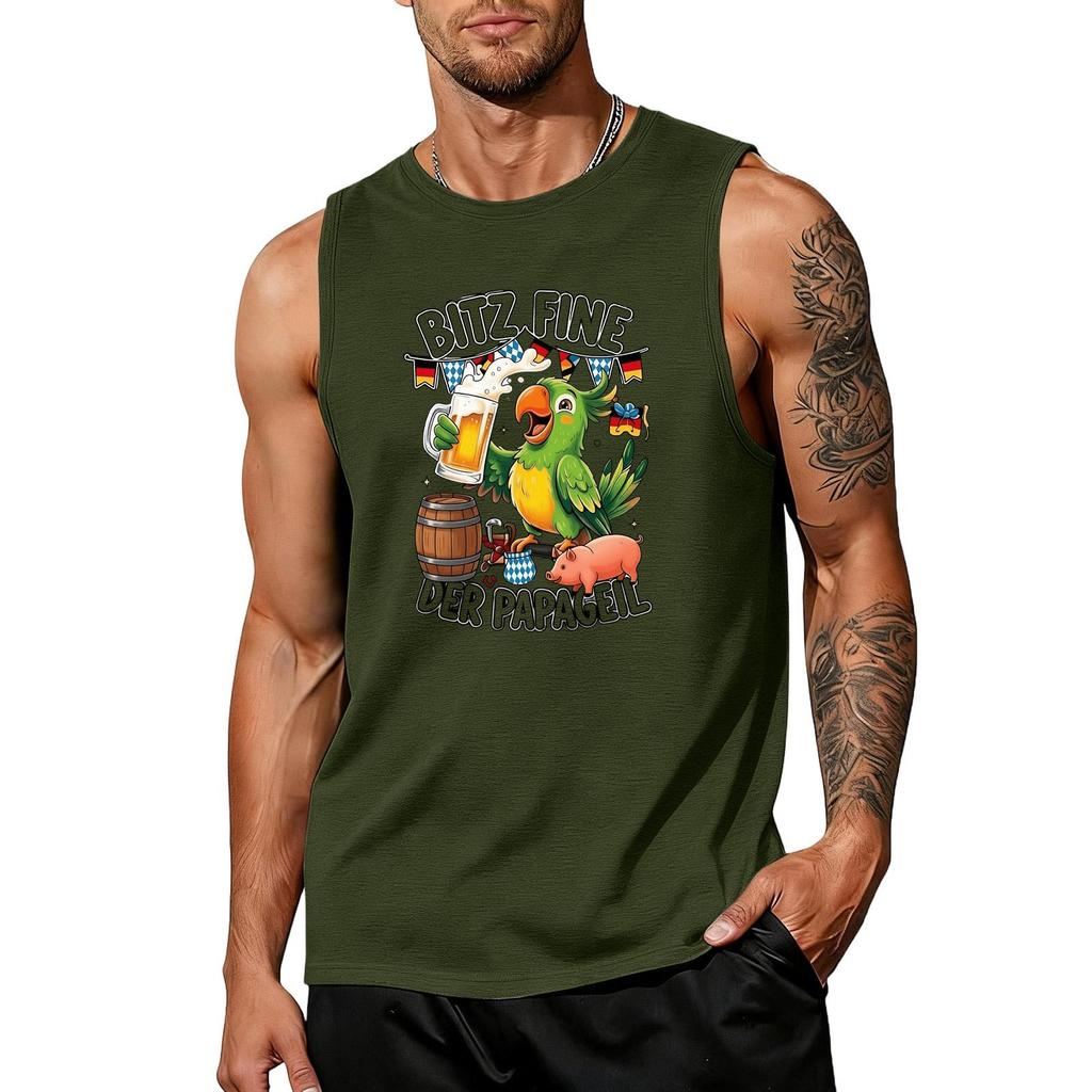 Men's Sleeveless Tank Top Tropical Style Summer Casual Loose Fit Lightweight Daily Wear Beach Shirt for Outdoor Activities
