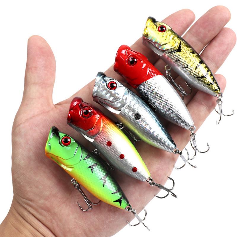 7cm10.2g5PCSBionic Wave-popping Lure for Long-distance Casting with Sound Beads, Surface-type Hard Lure, Specialized Lure for Fi