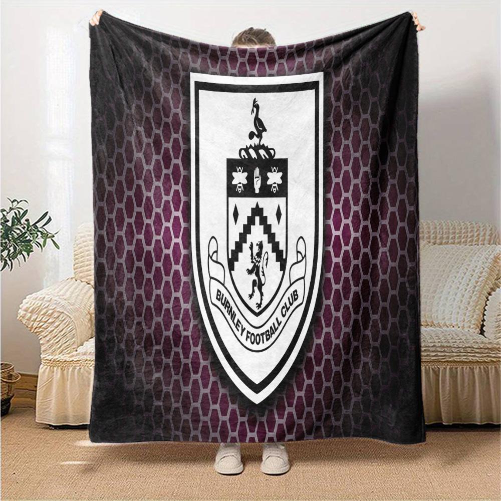 Football Club Burnley Flannel Blanket, Soft Polyester, Modern Design, All-Season for Camping, Travel, Gifts for holidays or birthdays