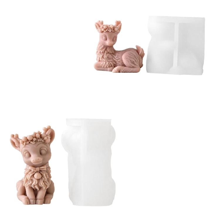 Winter Reindeer Candle Form, Christmas Silicone Craft Form for DIY Holiday Display and Home Handmade Projects Use