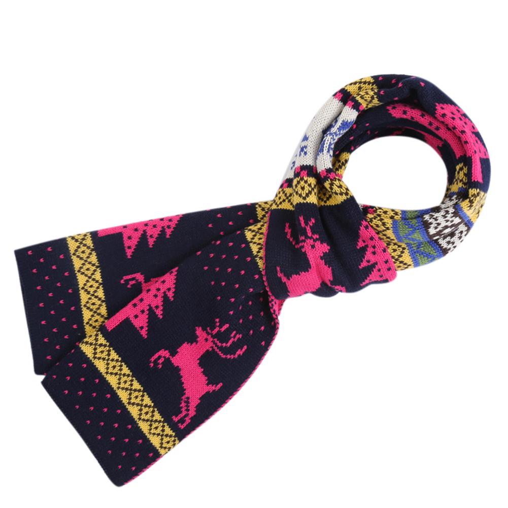 Fashion Christmas Pattern Elk Woolen Scarf Delicate Knitting Warm Scarves for Fall Winter