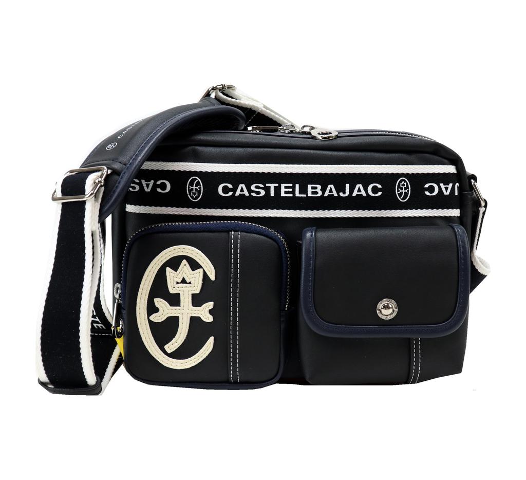 Castelbajac Domine Horizontal Shoulder Bag, A5 Size (Black) for Men and Women
