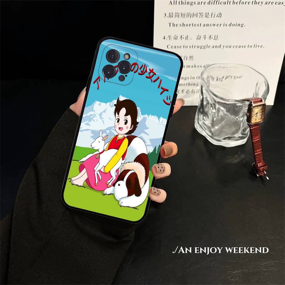 

Cute Heidi Phone Case For IPhone 17 16 15 14 13 12 11 Pro Max Plus mini Silicone Black Cover iPhone 16 plus