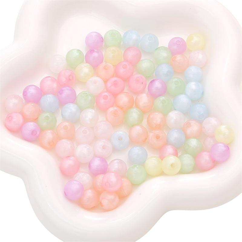 20-50pcs/bag Acrylic Luminous Round Beads DIY Bracelet Necklace Earrings Jewelry Accessories