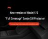 Tesla Model Y Molded Sill Strip with Built-in Under-Seat Corner Protectors - Anti-Kick Accessory.