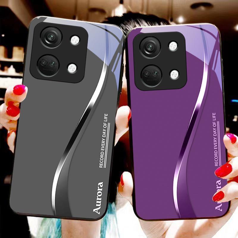 Two Tone Stripes For OnePlus Nord 3 5 6T 7 Pro 8 12 10T Reno8 Lite 5G 10R Nord N30 Hard Shell Tempered Glass Phone Case Black