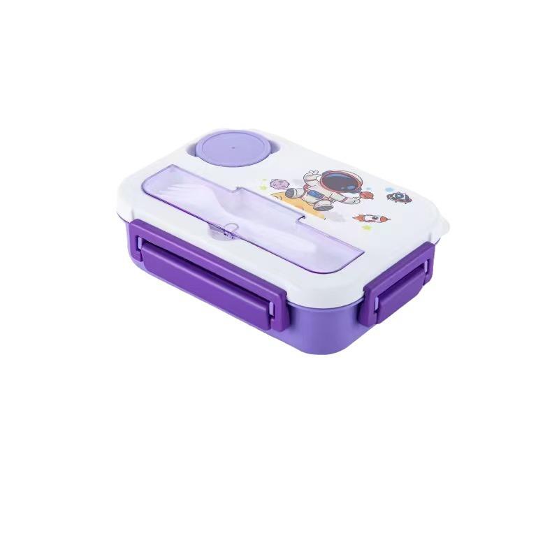 

4Grid Lunch Box Outdoor Bento Box with Fork Microwave Heated Lunch Container with Sauce Box for Children Student Food Storage
