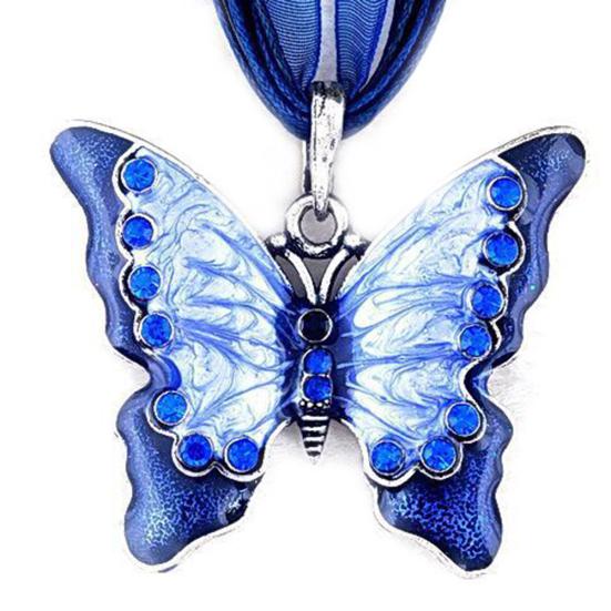 Collier pendentif papillon en émail pour femmes, Vintage, strass, bijoux de fête, cadeau