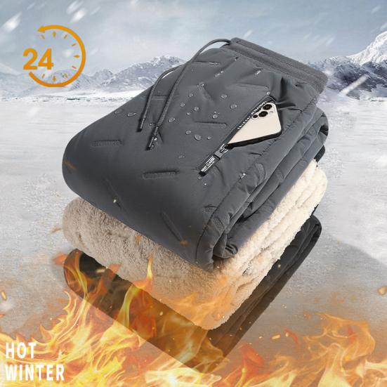 Zima Podzim Muži Sportovní kalhoty Volný Elastický pas Silný plyš Vodotěsné Polstrované Kapsy Volné Rovné Jednobarevné Kalhoty na cvičení