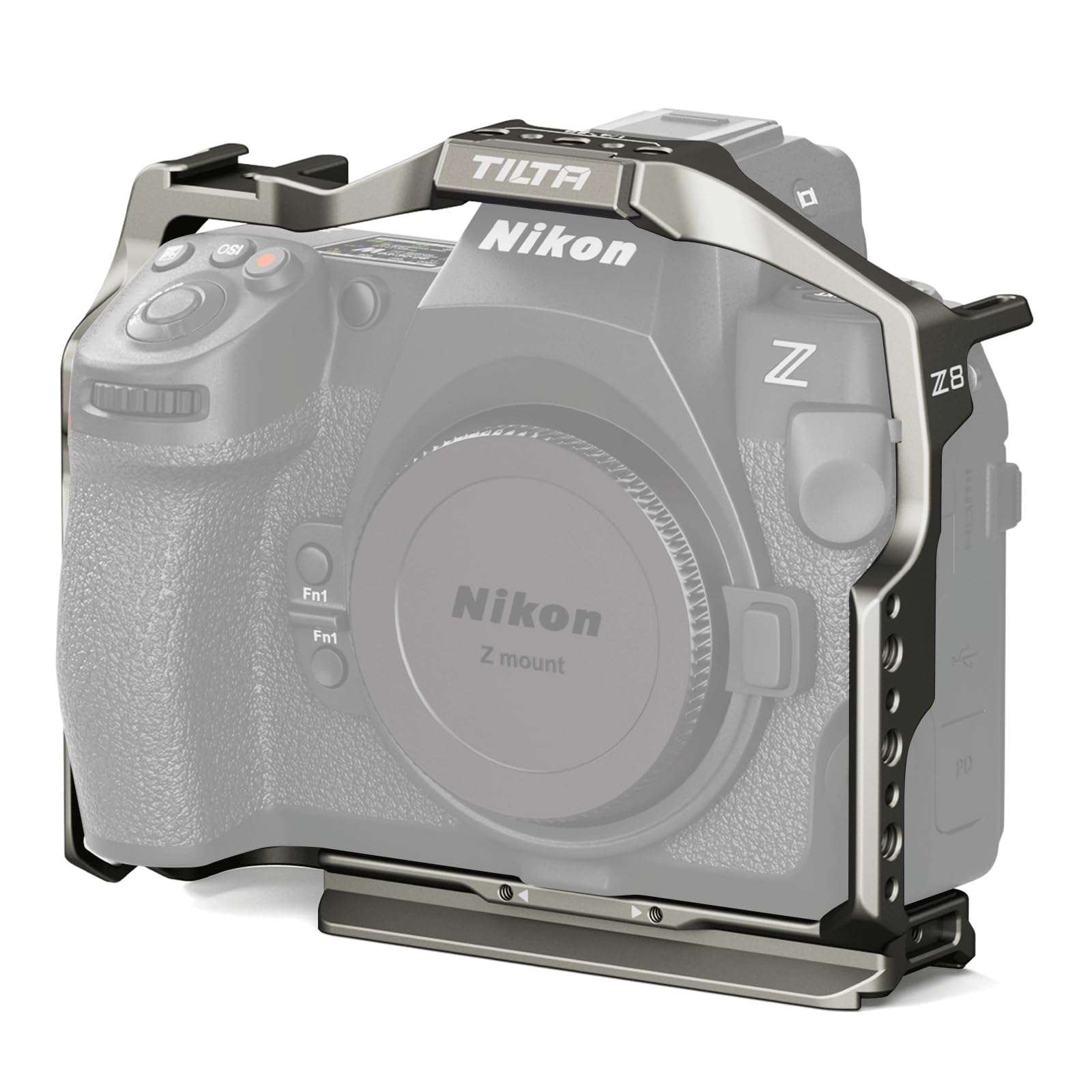 

Полная клетка для камеры TILTA, совместимая с Nikon Z8, крепление «холодный башмак», направляющая НАТО, резьба 3/8 -16 и 1/4 -20, титаново-серый TA-T55-FCC-TG