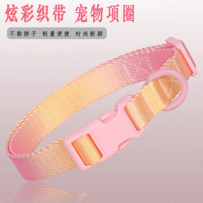 Nylon Hunde Katze Halsband Verstellbar Katze Kleiner Hund Leinen Farbverlauf Haustier Halskette Mode Halsbänder für Kleine Mittlere Große Hunde