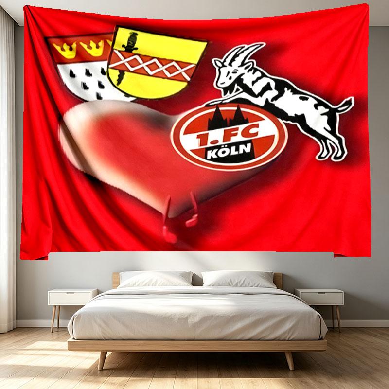 FC Köln Print Wandteppich - Tragbares Wanddekor Tuch, für Zuhause, Wohnheim, Reisen, Schlafzimmer, Wohnzimmer - Ideales Geburtstags-Einweihungsgeschenk