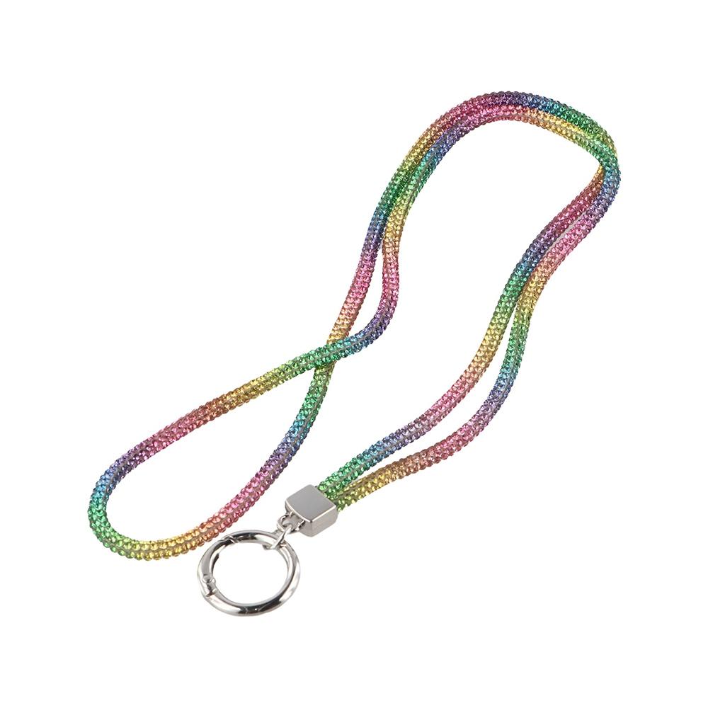 Glitter Bright Rhinestone Phone Lanyard Bling Bling Crystal Neck Strap  Hanging Ornaments