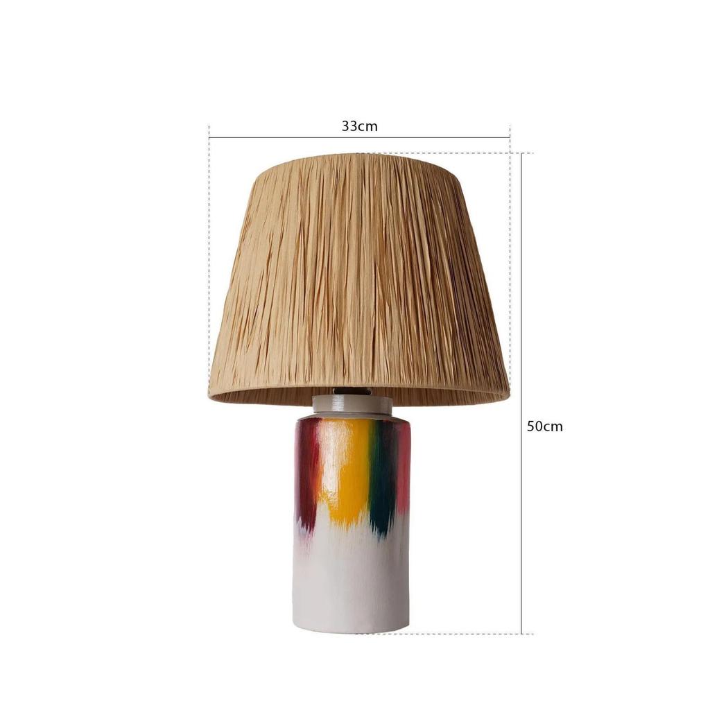 Foudre Handmade Seramik Abajur Hasır-Sarı-Kırmızı-Yeşil-Pembe