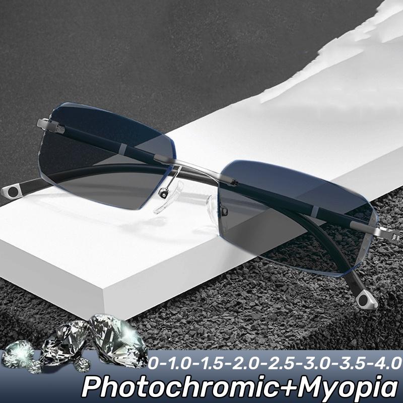 Women Men'S Photochromic Myopia Glasses Fashion Trend Anti Blue Light Near Sight Eyewear Outdoor Color Changing Minus Sunglasses