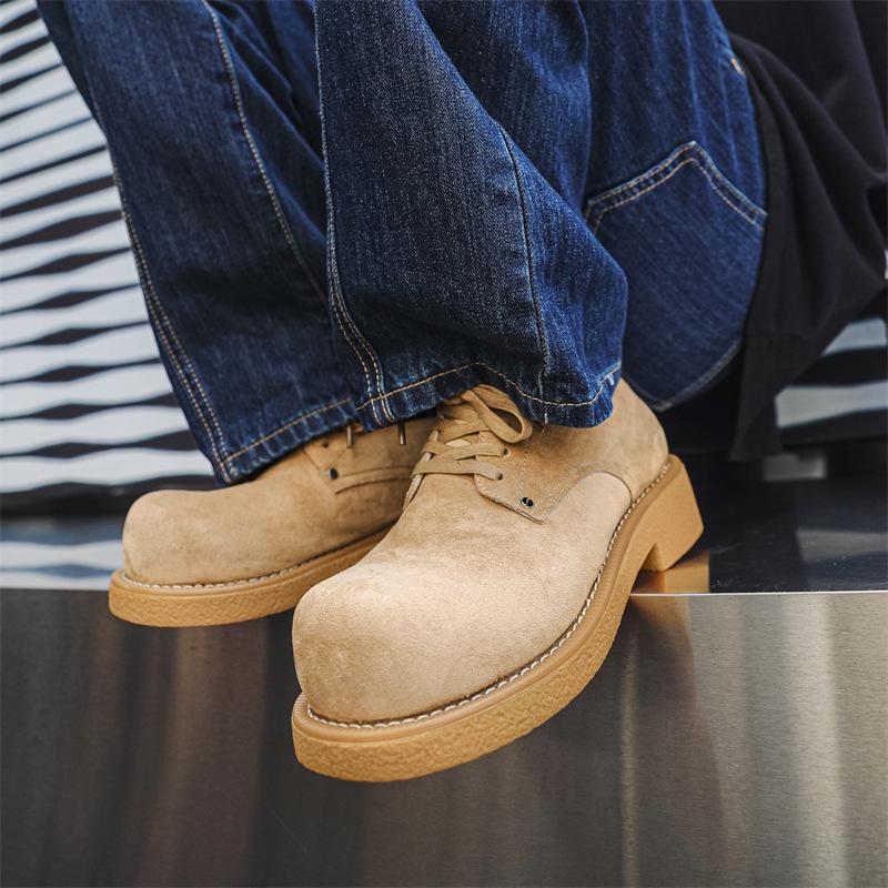 Retro Distressed Men's & Women's Round Toe Platform Derby Shoes - Autumn Collection 14411-J