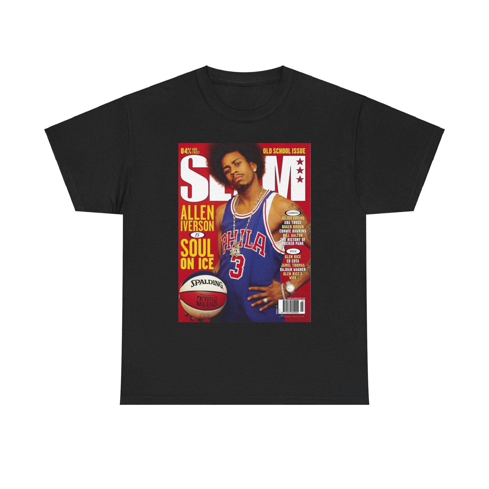 Allen Iverson SLAM magazine cover t Shirt AI 90s retro tee Philadelphia S-5XL XXXXL
