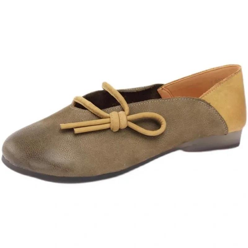 Fashion Shoes for Women Slip On Women's Flats Outdoor Casual Flats Women Shallow Round Toe Lace Up Soft Bottom Ladies Shoes