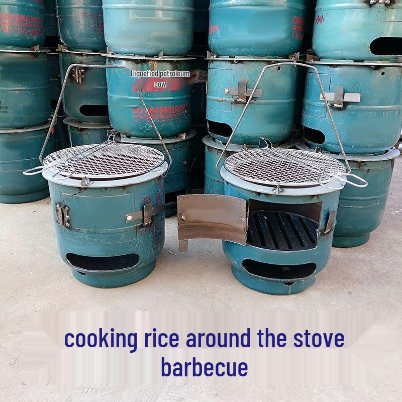 Multifunctional Outdoor Wood-Burning Stove for Boiling, Grilling, and Warming 