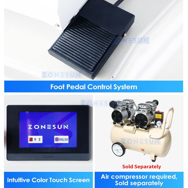ZONESUN ZS-TB802 Auto Flat Surface Labeling Machine Tabletop Label Applicator for Square Box Flat Bottle Jar Lid High Precision