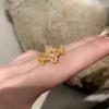 24k oil drop flower opening ring women's niche design, fashionable light luxury ring versatile jewelry women