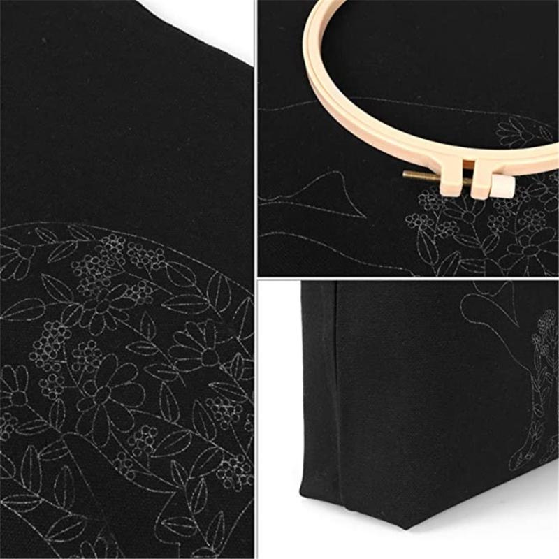 Saco de lona de algodão solúvel em água para impressão, ponto cruz, faça você mesmo, pacote de material para iniciantes (Bolsa
