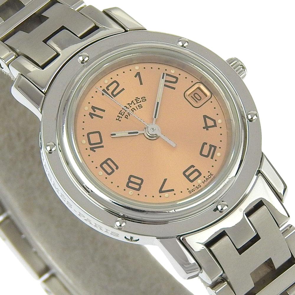 Hermes Clipper Watches CL4.210 pinkDial Stainless Steel Quartz Analog Display Women Used