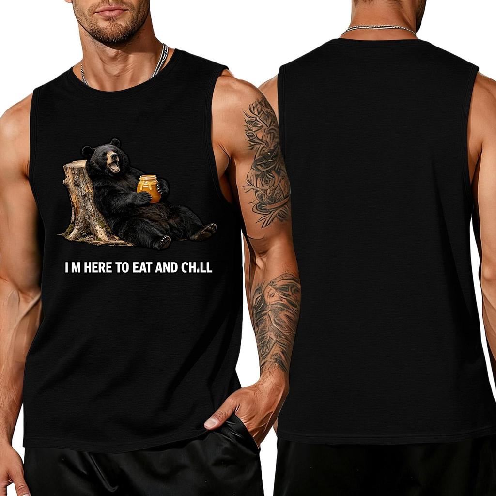Men's Funny Animal Saying Tank Top - Loose Fit Breathable Summer Vest for Gym and Street