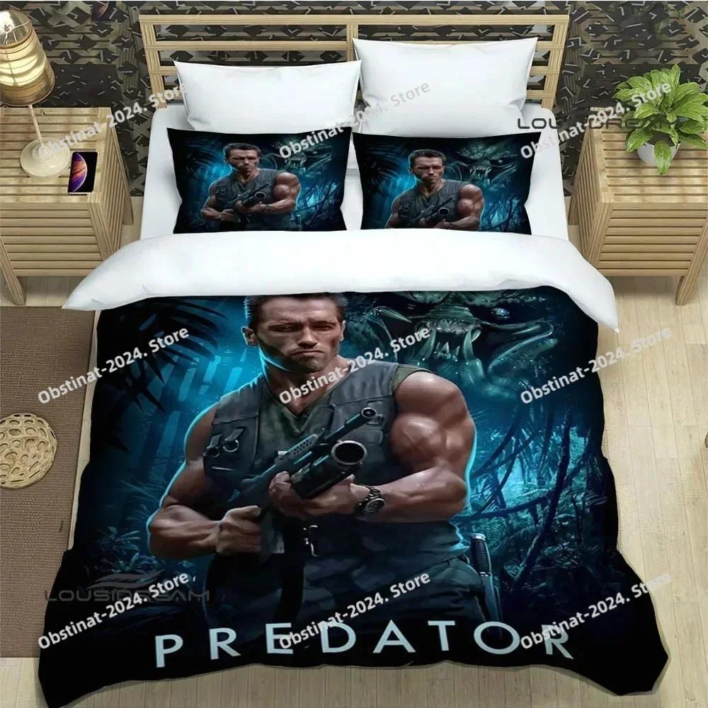Set de așternuturi Schwarzenegger Terminator Imprimat single Cearșaf cu pilotă Cuvertură de pat Față de pilotă Față de pernă 3 Piese Dimensiune Copii Adulți