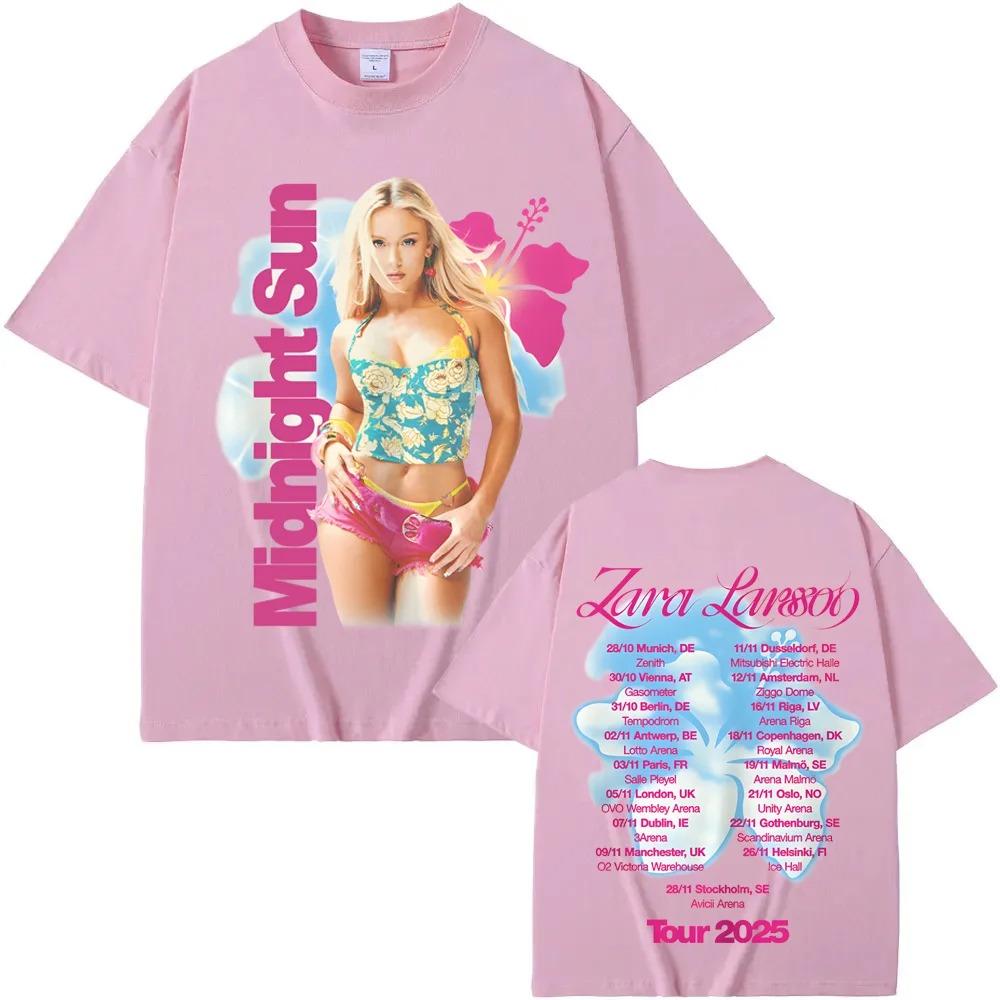 Singer Zara Larsson Tee 2026New Midnight Sun Photo Tour Tee 100%cotton Comfortable High Quality Cartoon Print Round Neck Tees