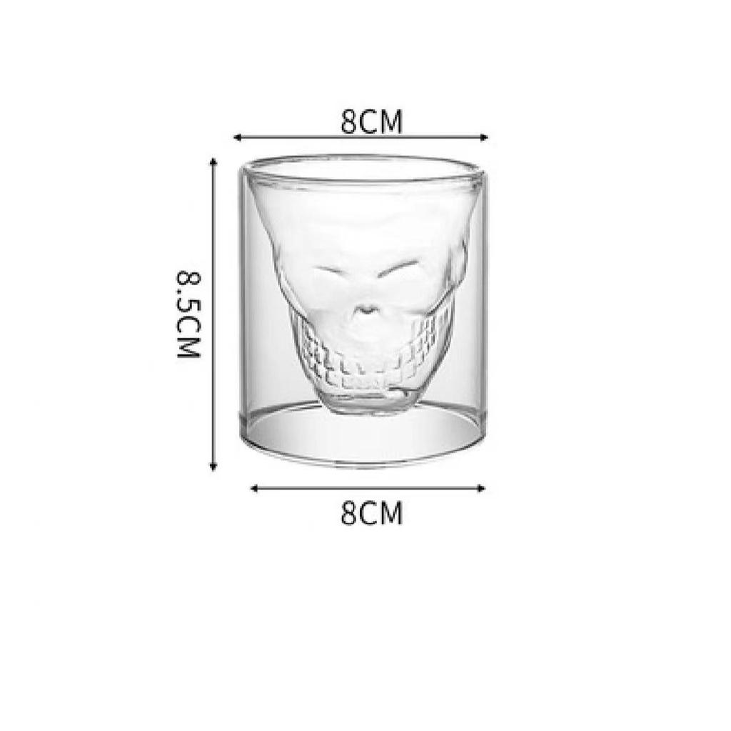 Personalisierter doppelwandiger transparenter Kristallschädel Whisky-Kelch