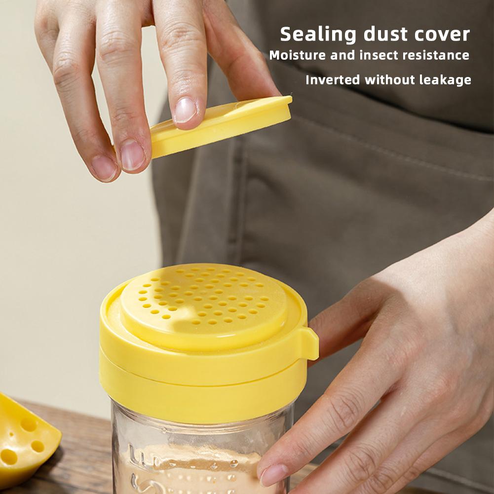 450ML Cheese Glass Dispenser Transparent with Airtight Dust Cover Anti-Clogging Dispenser for Grated Cheese Sugar Matcha Spices