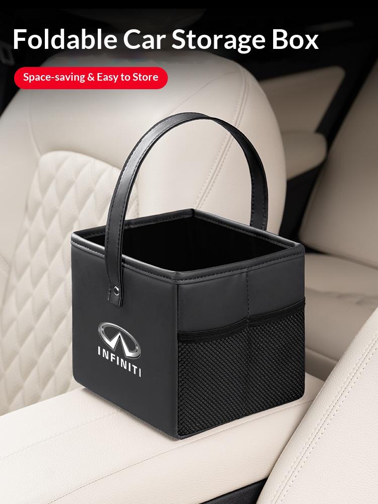Car Trash Car Trunk Leather Folding Interior Storage Bag Accessory For Infiniti Q30 Q80 Q70 Q60 Q50 QX60 QX50 QX80 QX55 QX70 ESQ lm9