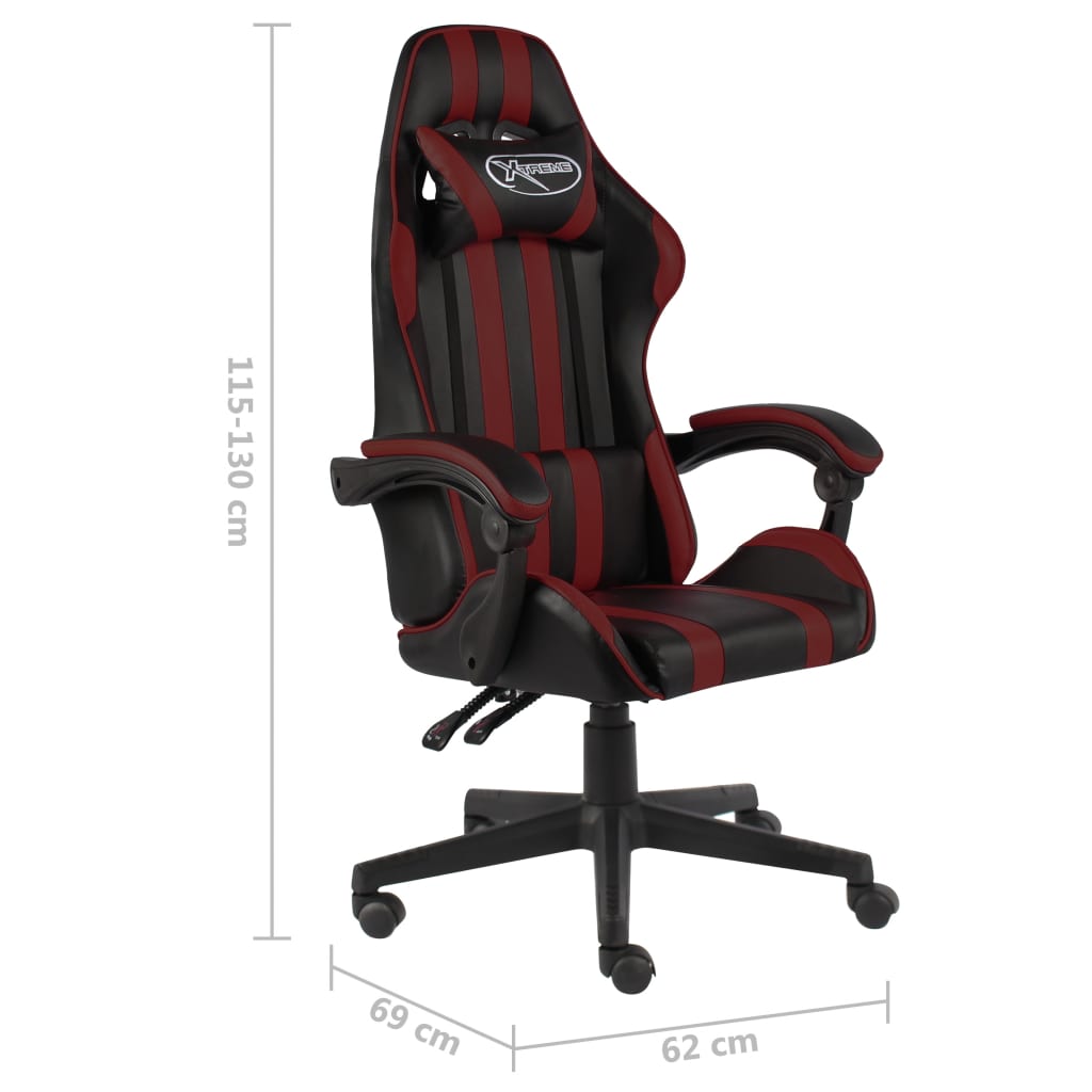 Gaming Chair in Black and Burgundy Artificial Leather