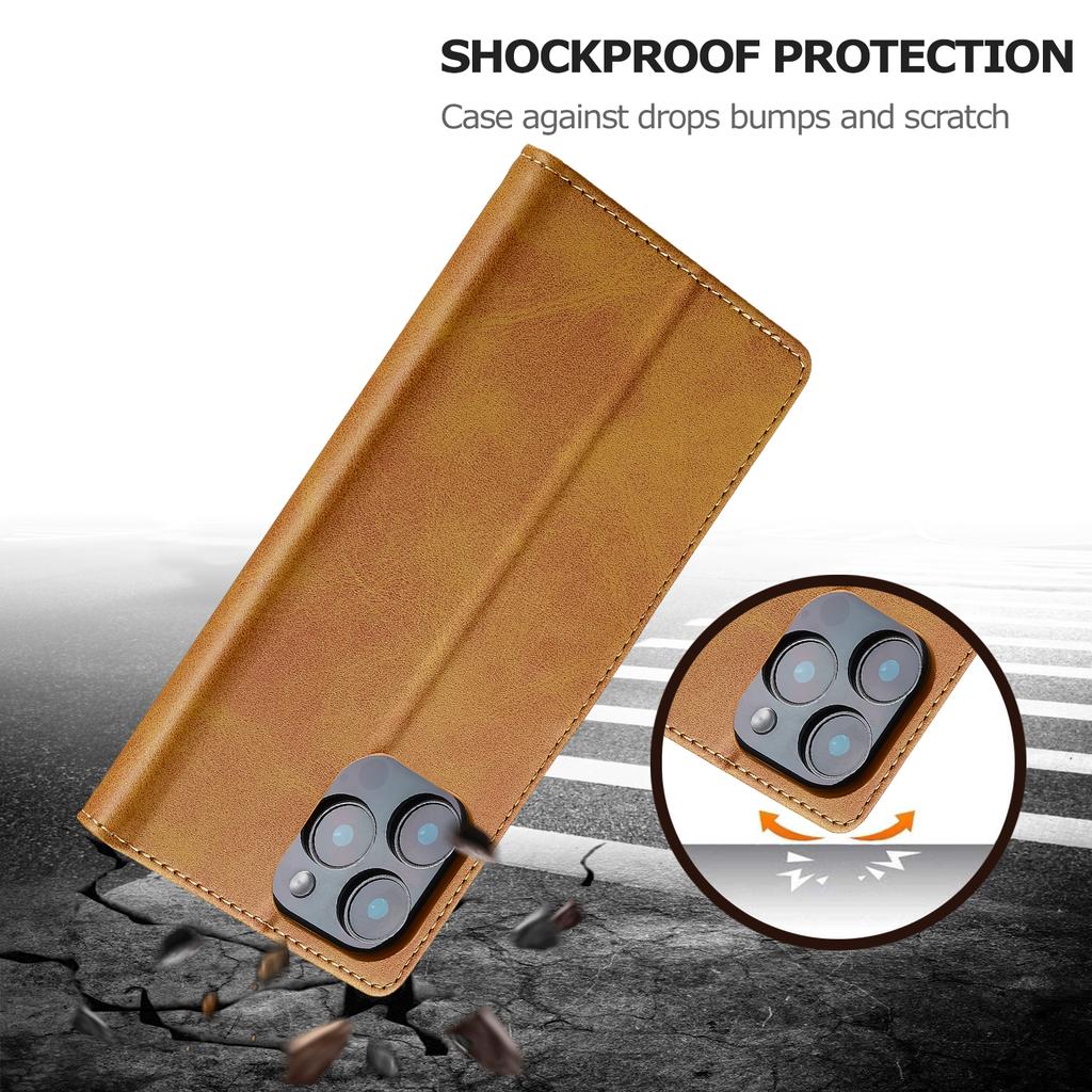 LC.IMEEKE For iPhone 16 Pro Max Case Calf Texture PU Leather Stand Wallet Phone Cover