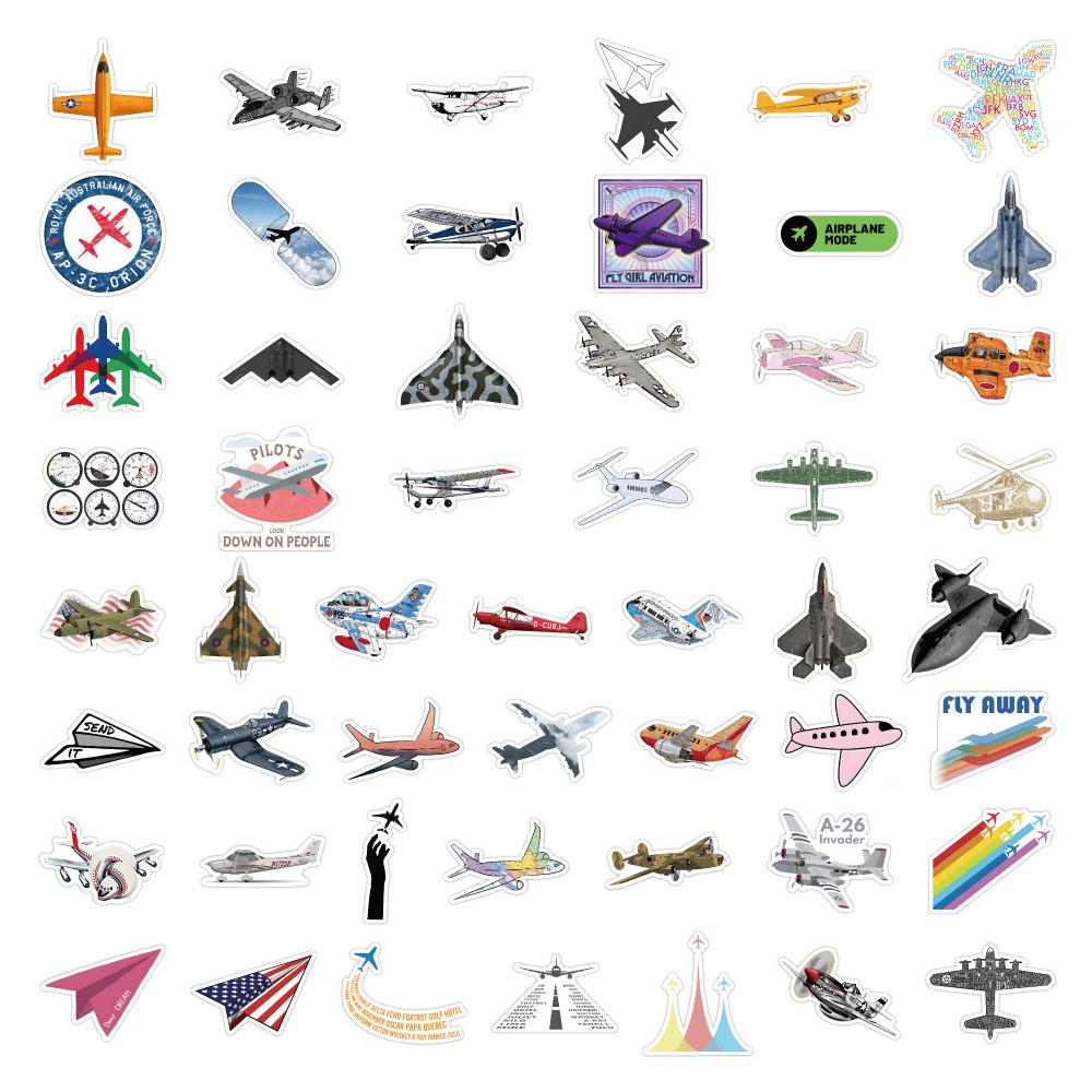 10/30/48PCS Airplane Cartoon Stickers DIY Laptop Luggage Skateboard Waterproof Cool Graffiti Decals Fun for Kids Toys Gifts