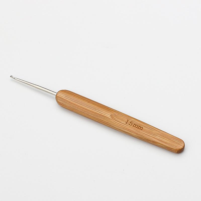 Carbonized Bamboo Handle Crochet Hook for DIY Knitting and Sweaters - Rounded Head