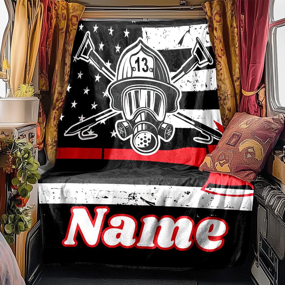 Firefighter Theme Rv Customize Your Name Blanket Comfortable Soft Lightweight Allseason Multipurpose Blanket For Travel Camping Picnics Sofas Rvs Beds