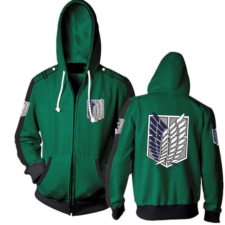 Premium Attack On Titan Hoodie Hooded Sweater Sweatshirt Zipper Coat Cosplay Costume For Fans