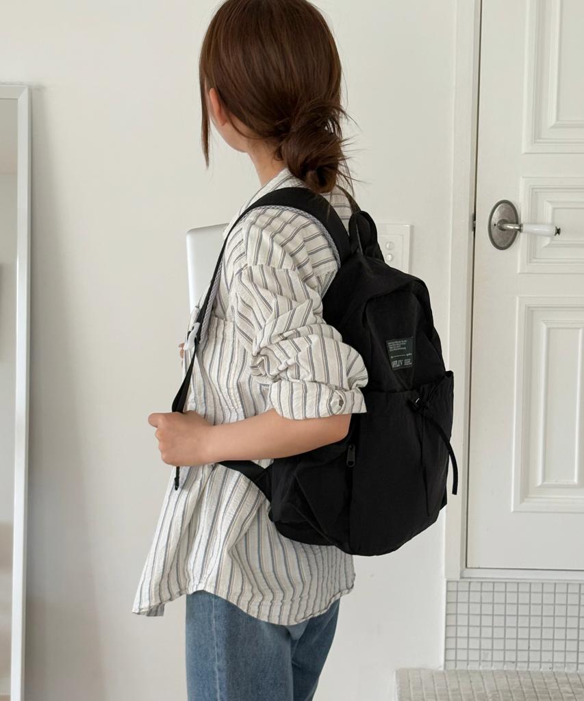 Offlin Ribbon String Backpack Black