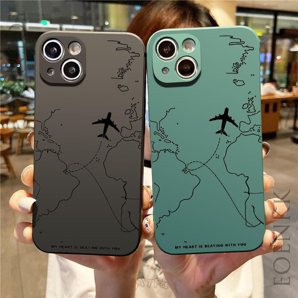 Travel-nspired Airplane Route Design Phone Case For iPhone 15 Pro Max 14 13 12 11 16 XS X XR 7 8 Plus SE Shockproof Soft Cover