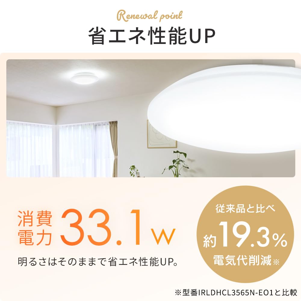 Iris Ohyama Series Q LED Ceiling Light, 8-tatami Mat Room, Dimmable, CEA8D-5.0Q