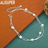 925 Sterling Silver Double Layer Snake Bone Square Bracelet-Fashion Gift Jewelry